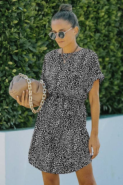 Leopard Print Waist Tie Dress