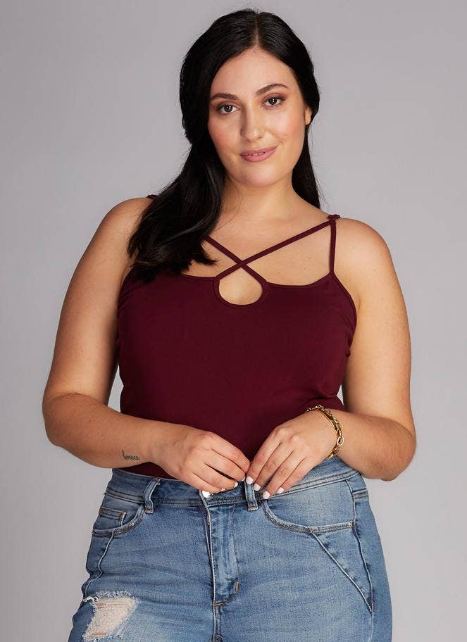 Bamboo Plus Size Side Cross Front Cami
